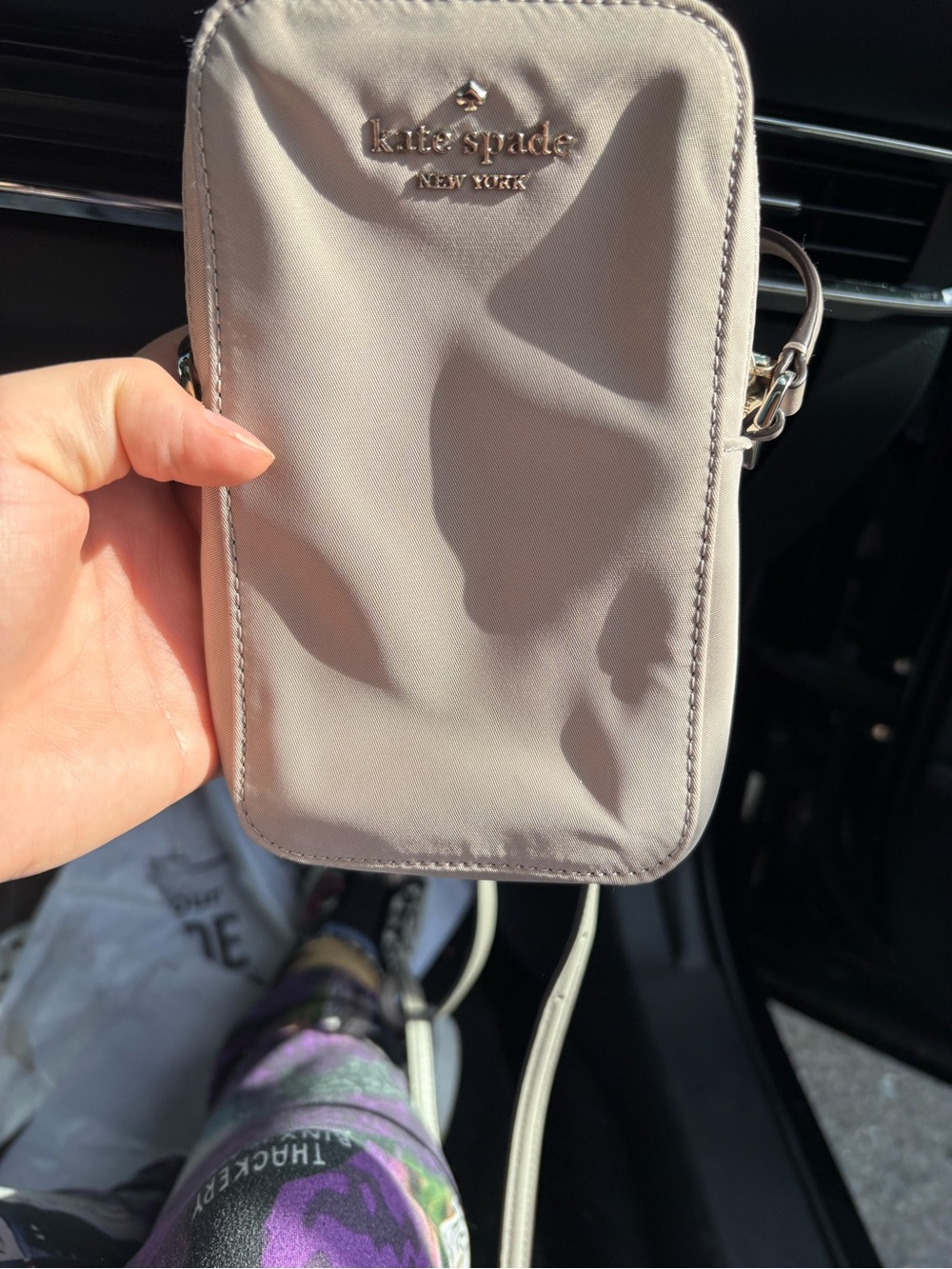 kate spade small crossbody phone bag in light gray